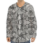 Black And White Zentangle Pattern Print Long Sleeve Baseball Jersey