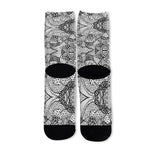 Black And White Zentangle Pattern Print Long Socks