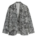 Black And White Zentangle Pattern Print Men's Blazer