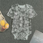 Black And White Zentangle Pattern Print Men's Bodysuit