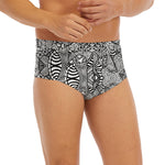 Black And White Zentangle Pattern Print Men's Briefs