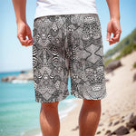 Black And White Zentangle Pattern Print Men's Cargo Shorts