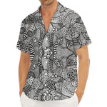 Black And White Zentangle Pattern Print Men's Deep V-Neck Shirt