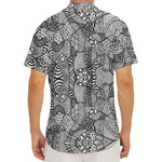 Black And White Zentangle Pattern Print Men's Deep V-Neck Shirt