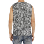 Black And White Zentangle Pattern Print Men's Fitness Tank Top