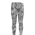 Black And White Zentangle Pattern Print Men's Leggings