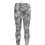 Black And White Zentangle Pattern Print Men's leggings