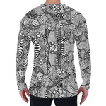 Black And White Zentangle Pattern Print Men's Long Sleeve T-Shirt