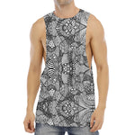 Black And White Zentangle Pattern Print Men's Muscle Tank Top