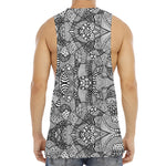 Black And White Zentangle Pattern Print Men's Muscle Tank Top