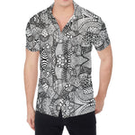 Black And White Zentangle Pattern Print Men's Shirt