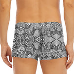 Black And White Zentangle Pattern Print Men's Short Boxer Briefs