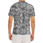 Black And White Zentangle Pattern Print Men's Short Sleeve Rash Guard