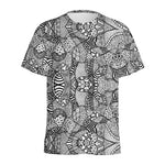 Black And White Zentangle Pattern Print Men's Sports T-Shirt