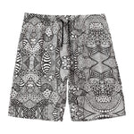 Black And White Zentangle Pattern Print Men's Swim Trunks