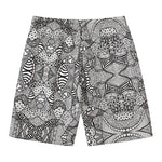 Black And White Zentangle Pattern Print Men's Swim Trunks