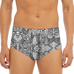 Black And White Zentangle Pattern Print Men's Triangle Swim Briefs