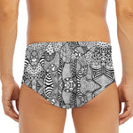 Black And White Zentangle Pattern Print Men's Triangle Swim Briefs