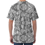 Black And White Zentangle Pattern Print Men's Velvet T-Shirt