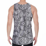 Black And White Zentangle Pattern Print Men's Velvet Tank Top