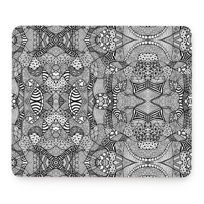 Black And White Zentangle Pattern Print Mouse Pad
