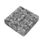 Black And White Zentangle Pattern Print Outdoor Seat Cushion Cover