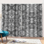 Black And White Zentangle Pattern Print Pencil Pleat Curtains