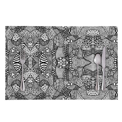 Black And White Zentangle Pattern Print Placemat