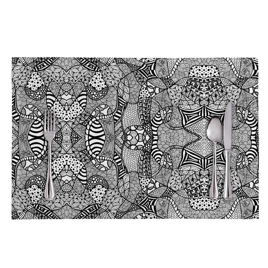 Black And White Zentangle Pattern Print Placemat