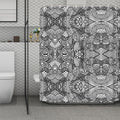 Black And White Zentangle Pattern Print Polyester Shower Curtain