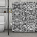Black And White Zentangle Pattern Print Polyester Shower Curtain