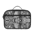 Black And White Zentangle Pattern Print Portable Lunch Bag