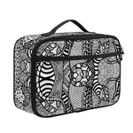 Black And White Zentangle Pattern Print Portable Lunch Bag