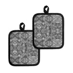 Black And White Zentangle Pattern Print Pot Holders