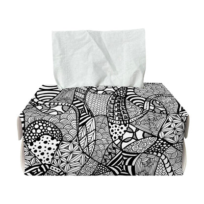 Black And White Zentangle Pattern Print Rectangle Tissue Box Cover