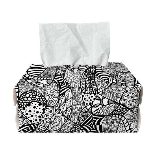 Black And White Zentangle Pattern Print Rectangle Tissue Box Cover
