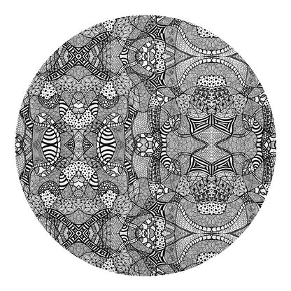 Black And White Zentangle Pattern Print Round Blanket