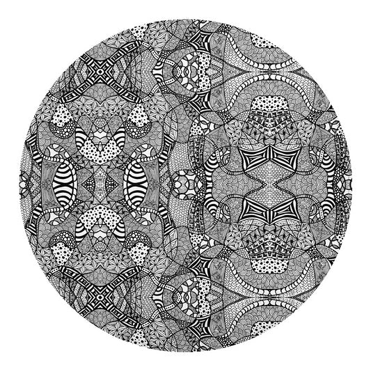 Black And White Zentangle Pattern Print Round Blanket