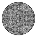 Black And White Zentangle Pattern Print Round Floor Mat