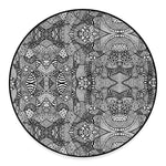 Black And White Zentangle Pattern Print Round Floor Mat