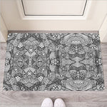 Black And White Zentangle Pattern Print Rubber Doormat