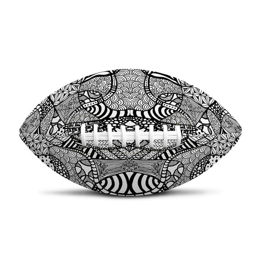 Black And White Zentangle Pattern Print Rugby Ball