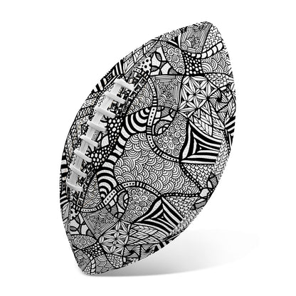 Black And White Zentangle Pattern Print Rugby Ball