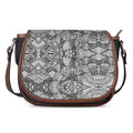 Black And White Zentangle Pattern Print Saddle Bag