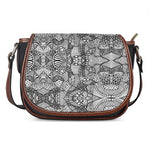 Black And White Zentangle Pattern Print Saddle Bag