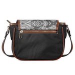 Black And White Zentangle Pattern Print Saddle Bag