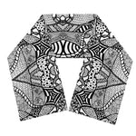 Black And White Zentangle Pattern Print Scarf