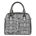 Black And White Zentangle Pattern Print Shoulder Handbag