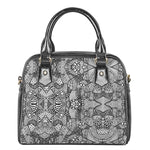 Black And White Zentangle Pattern Print Shoulder Handbag