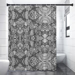 Black And White Zentangle Pattern Print Shower Curtain